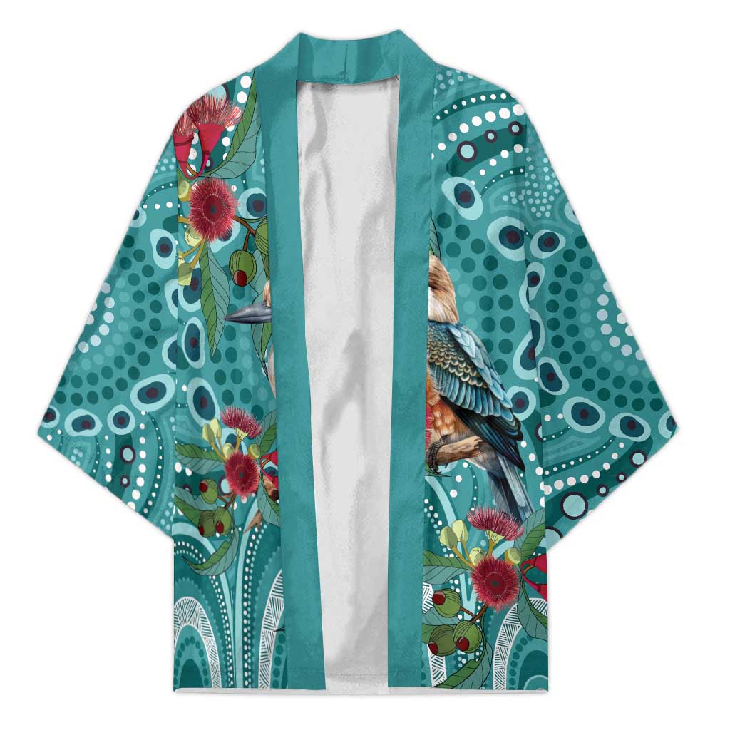 Kookaburra Eucalyptus Personalised Kimono Aboriginal Australian Dot Painting - Aussie Hoodie