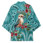 Kookaburra Eucalyptus Personalised Kimono Aboriginal Australian Dot Painting - Aussie Hoodie