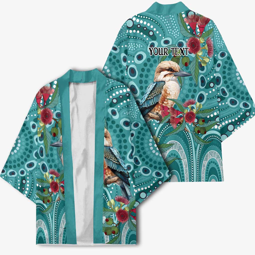 Kookaburra Eucalyptus Personalised Kimono Aboriginal Australian Dot Painting - Aussie Hoodie