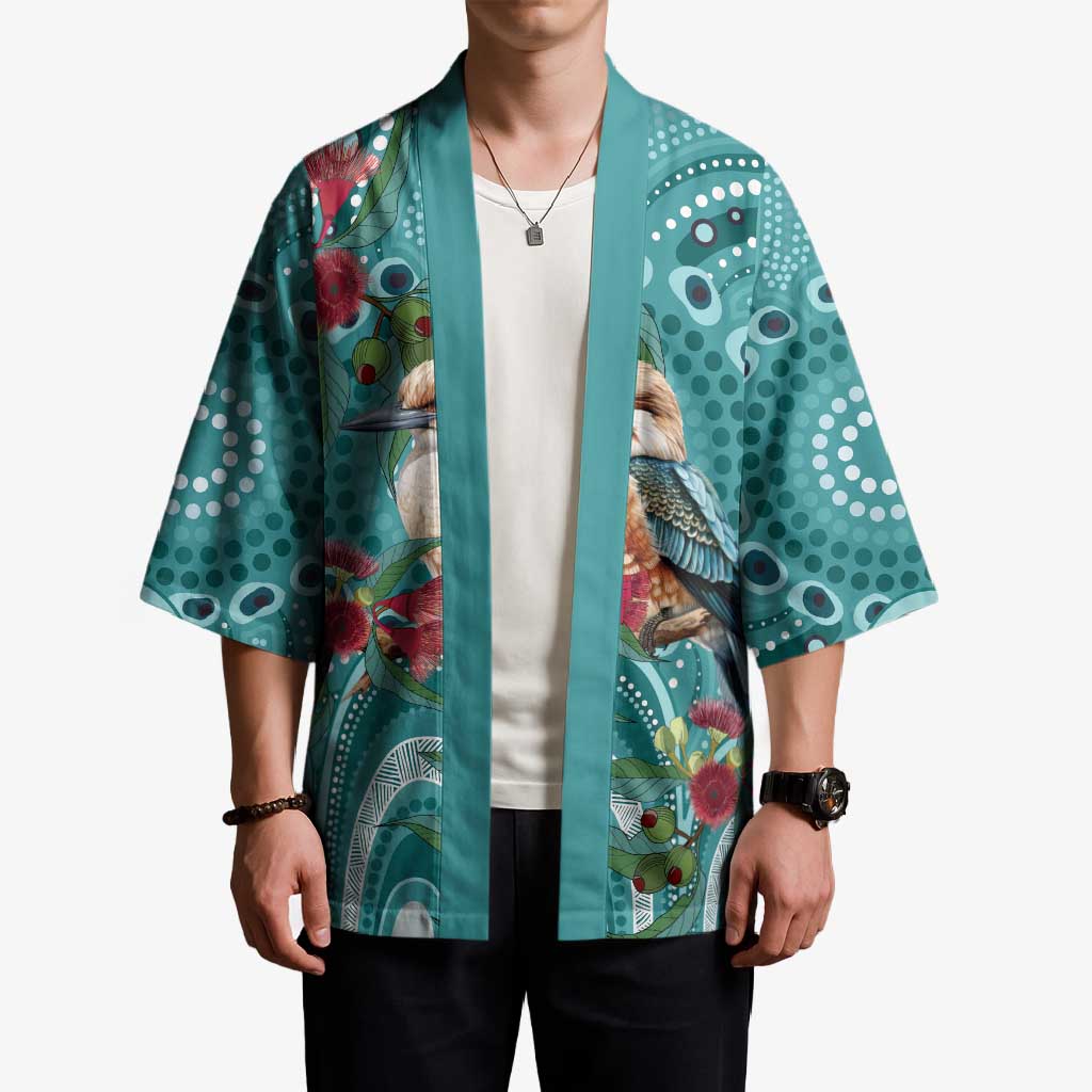 Kookaburra Eucalyptus Personalised Kimono Aboriginal Australian Dot Painting - Aussie Hoodie