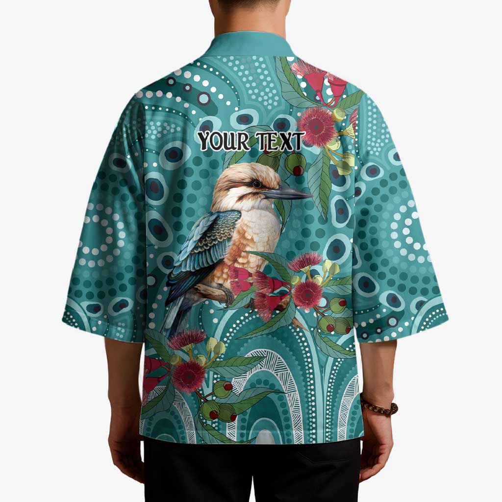 Kookaburra Eucalyptus Personalised Kimono Aboriginal Australian Dot Painting - Aussie Hoodie