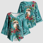 Kookaburra Eucalyptus Personalised Kimono Sleeve Blouse Aboriginal Australian Dot Painting - Aussie Hoodie