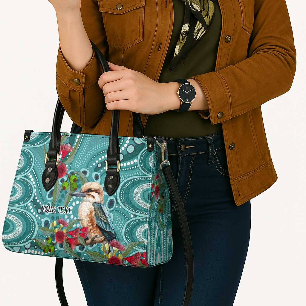 Kookaburra Eucalyptus Personalised Leather Bag Aboriginal Australian Dot Painting - Aussie Hoodie