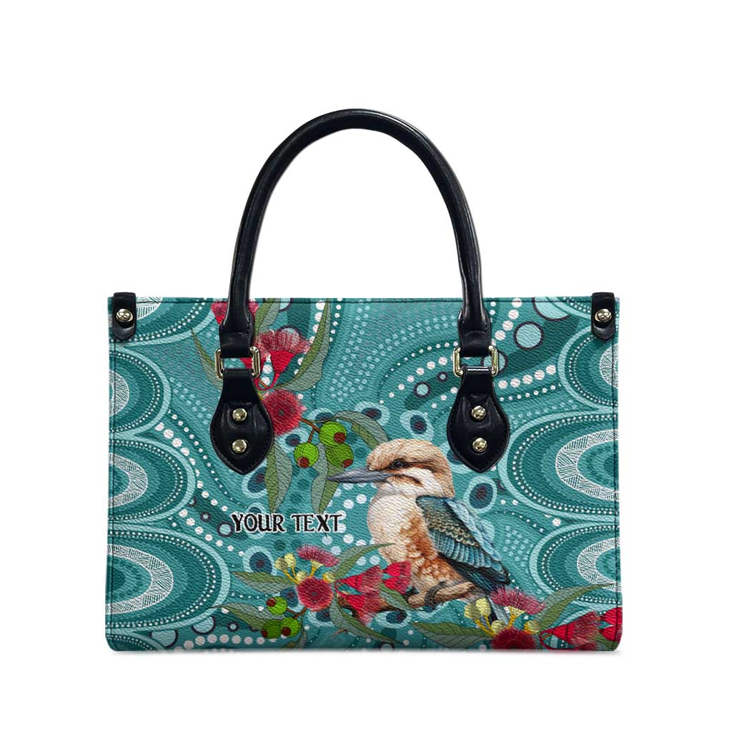 Kookaburra Eucalyptus Personalised Leather Bag Aboriginal Australian Dot Painting - Aussie Hoodie