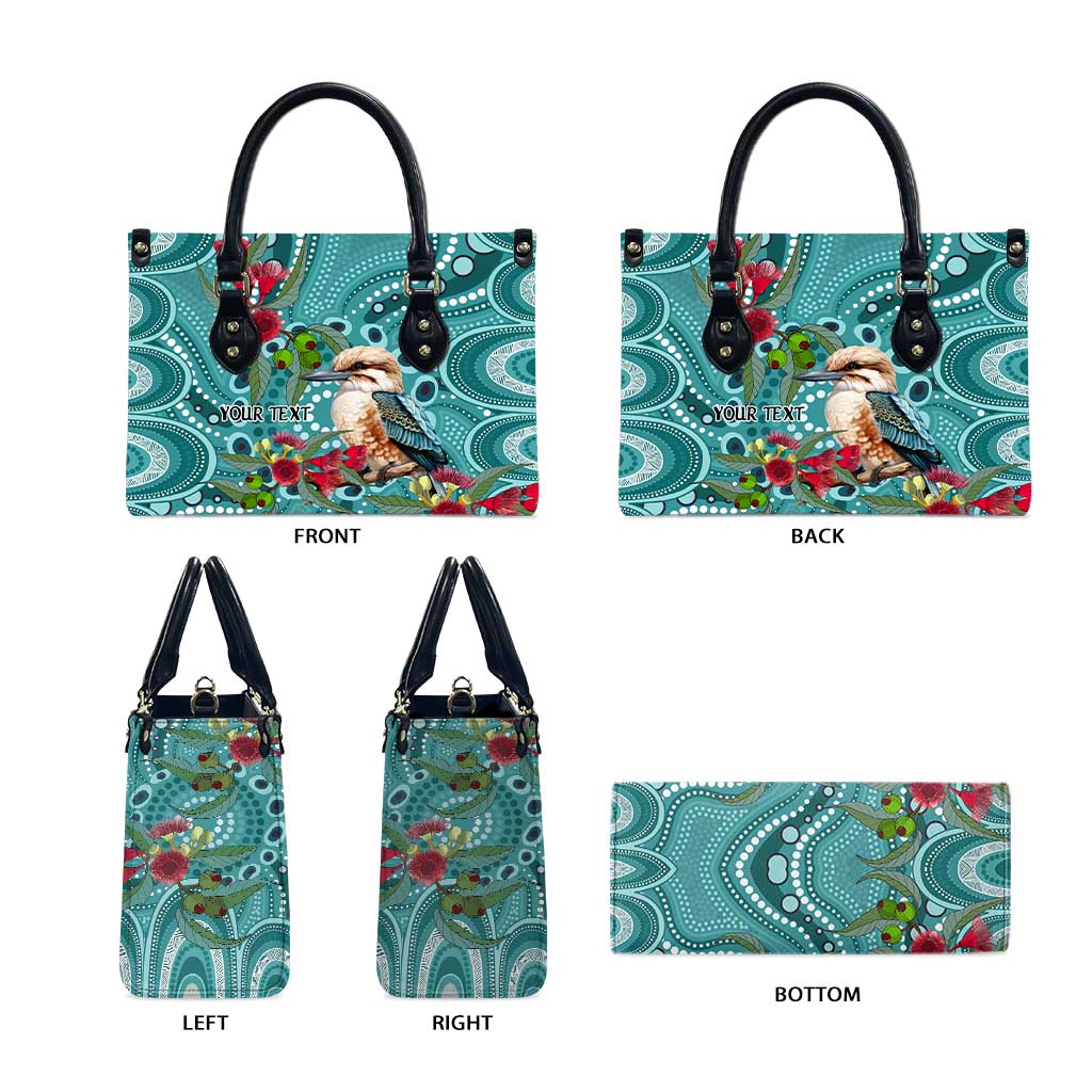 Kookaburra Eucalyptus Personalised Leather Bag Aboriginal Australian Dot Painting - Aussie Hoodie