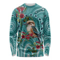 Kookaburra Eucalyptus Personalised Long Sleeve Shirt Aboriginal Australian Dot Painting - Aussie Hoodie