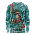 Kookaburra Eucalyptus Personalised Long Sleeve Shirt Aboriginal Australian Dot Painting - Aussie Hoodie