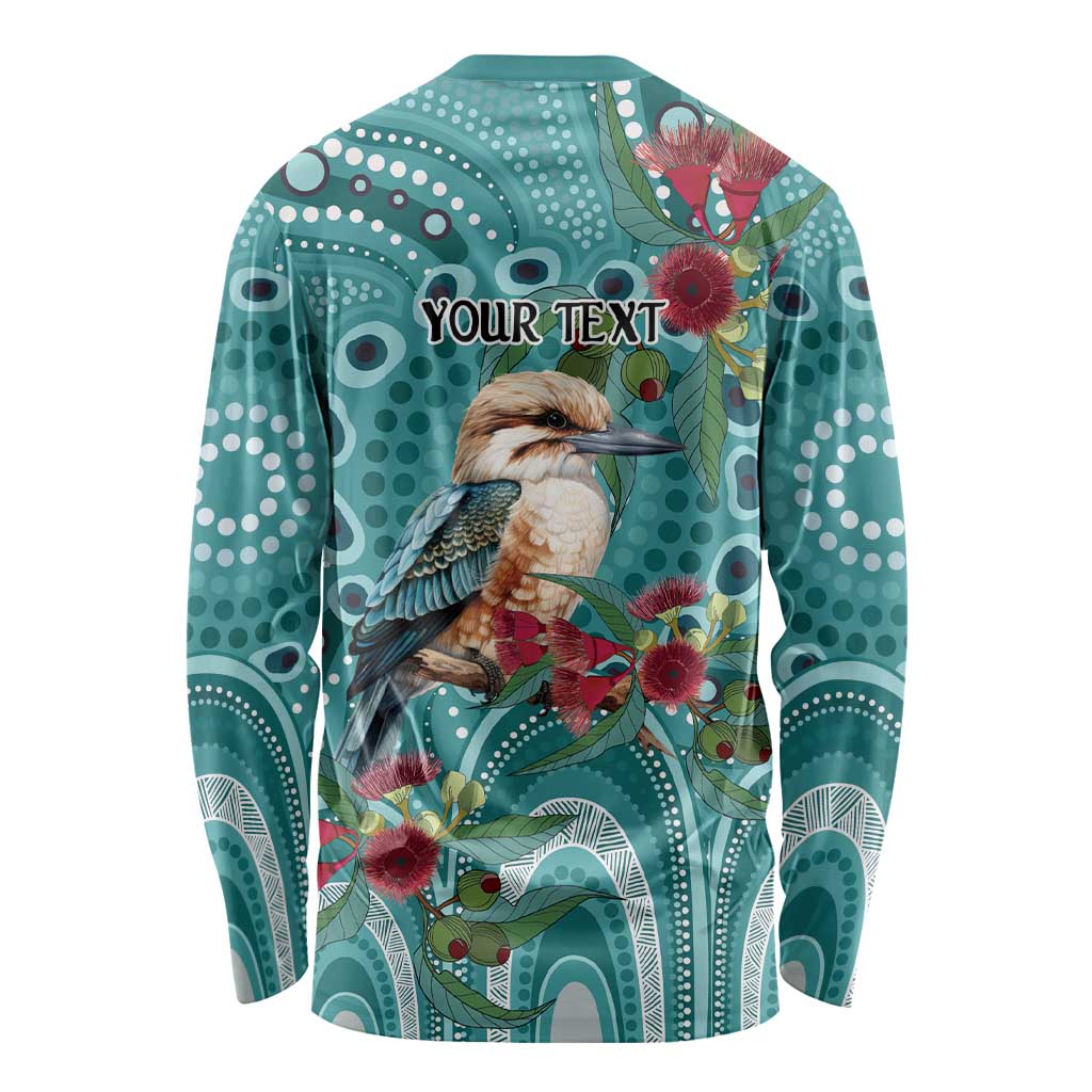 Kookaburra Eucalyptus Personalised Long Sleeve Shirt Aboriginal Australian Dot Painting - Aussie Hoodie