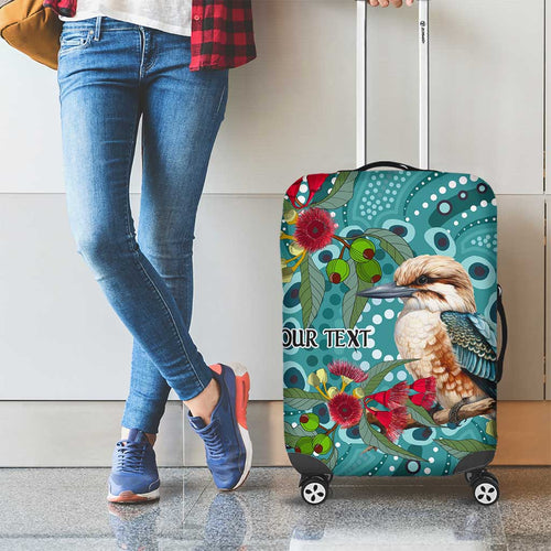 Kookaburra Eucalyptus Personalised Luggage Cover Aboriginal Australian Dot Painting - Aussie Hoodie