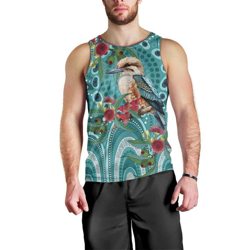Kookaburra Eucalyptus Personalised Men Tank Top Aboriginal Australian Dot Painting - Aussie Hoodie