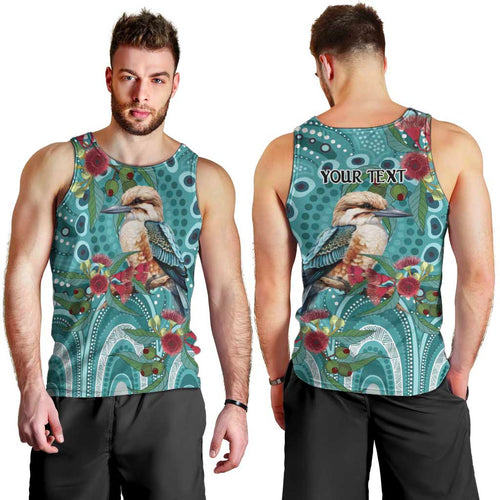 Kookaburra Eucalyptus Personalised Men Tank Top Aboriginal Australian Dot Painting - Aussie Hoodie