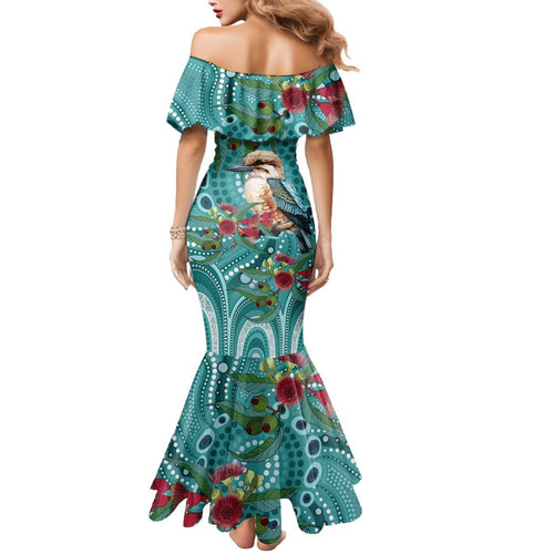 Kookaburra Eucalyptus Personalised Mermaid Dress Aboriginal Australian Dot Painting - Aussie Hoodie