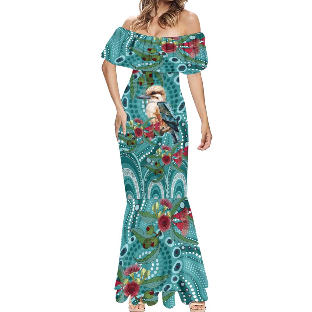 Kookaburra Eucalyptus Personalised Mermaid Dress Aboriginal Australian Dot Painting - Aussie Hoodie