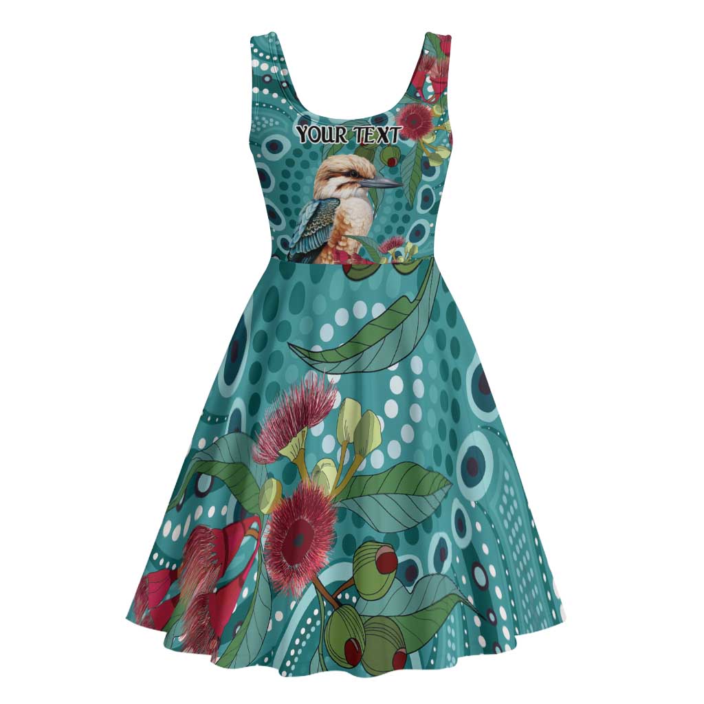Kookaburra Eucalyptus Personalised Midi Dress Aboriginal Australian Dot Painting - Aussie Hoodie