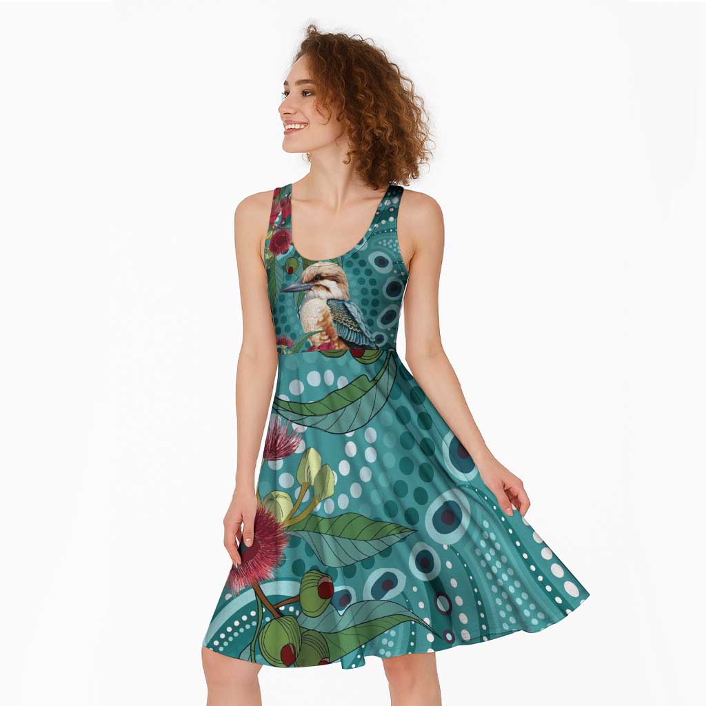 Kookaburra Eucalyptus Personalised Midi Dress Aboriginal Australian Dot Painting - Aussie Hoodie