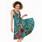 Kookaburra Eucalyptus Personalised Midi Dress Aboriginal Australian Dot Painting - Aussie Hoodie