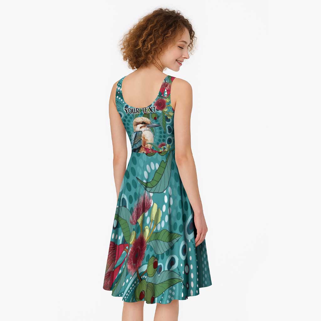 Kookaburra Eucalyptus Personalised Midi Dress Aboriginal Australian Dot Painting - Aussie Hoodie
