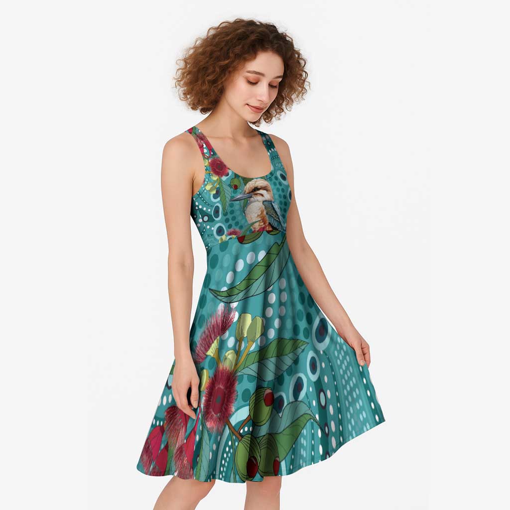 Kookaburra Eucalyptus Personalised Midi Dress Aboriginal Australian Dot Painting - Aussie Hoodie