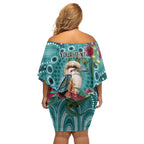 Kookaburra Eucalyptus Personalised Off Shoulder Short Dress Aboriginal Australian Dot Painting - Aussie Hoodie