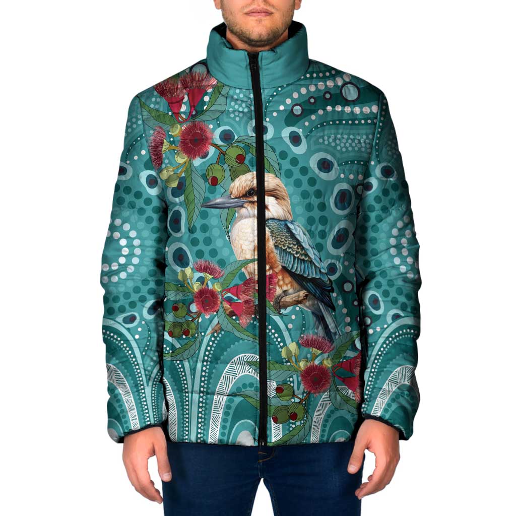 Kookaburra Eucalyptus Personalised Padded Jacket Aboriginal Australian Dot Painting - Aussie Hoodie