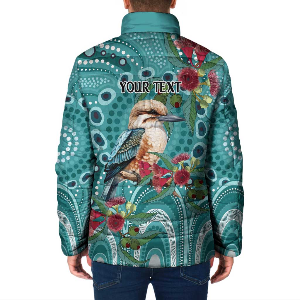 Kookaburra Eucalyptus Personalised Padded Jacket Aboriginal Australian Dot Painting - Aussie Hoodie