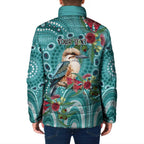 Kookaburra Eucalyptus Personalised Padded Jacket Aboriginal Australian Dot Painting - Aussie Hoodie
