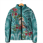Kookaburra Eucalyptus Personalised Padded Jacket Aboriginal Australian Dot Painting - Aussie Hoodie
