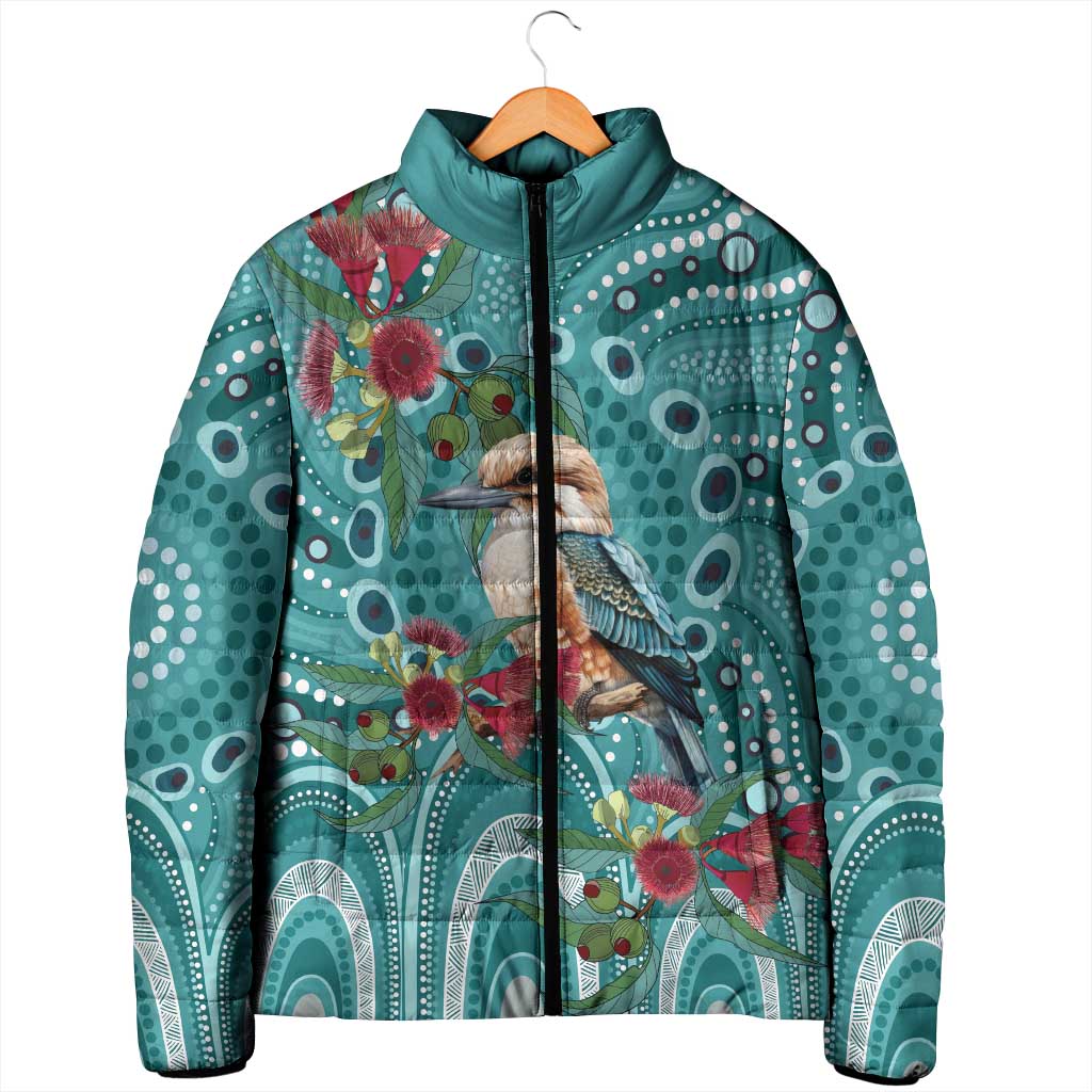 Kookaburra Eucalyptus Personalised Padded Jacket Aboriginal Australian Dot Painting - Aussie Hoodie