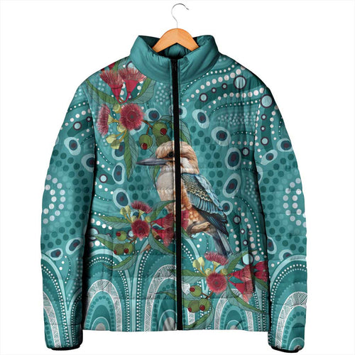 Kookaburra Eucalyptus Personalised Padded Jacket Aboriginal Australian Dot Painting - Aussie Hoodie