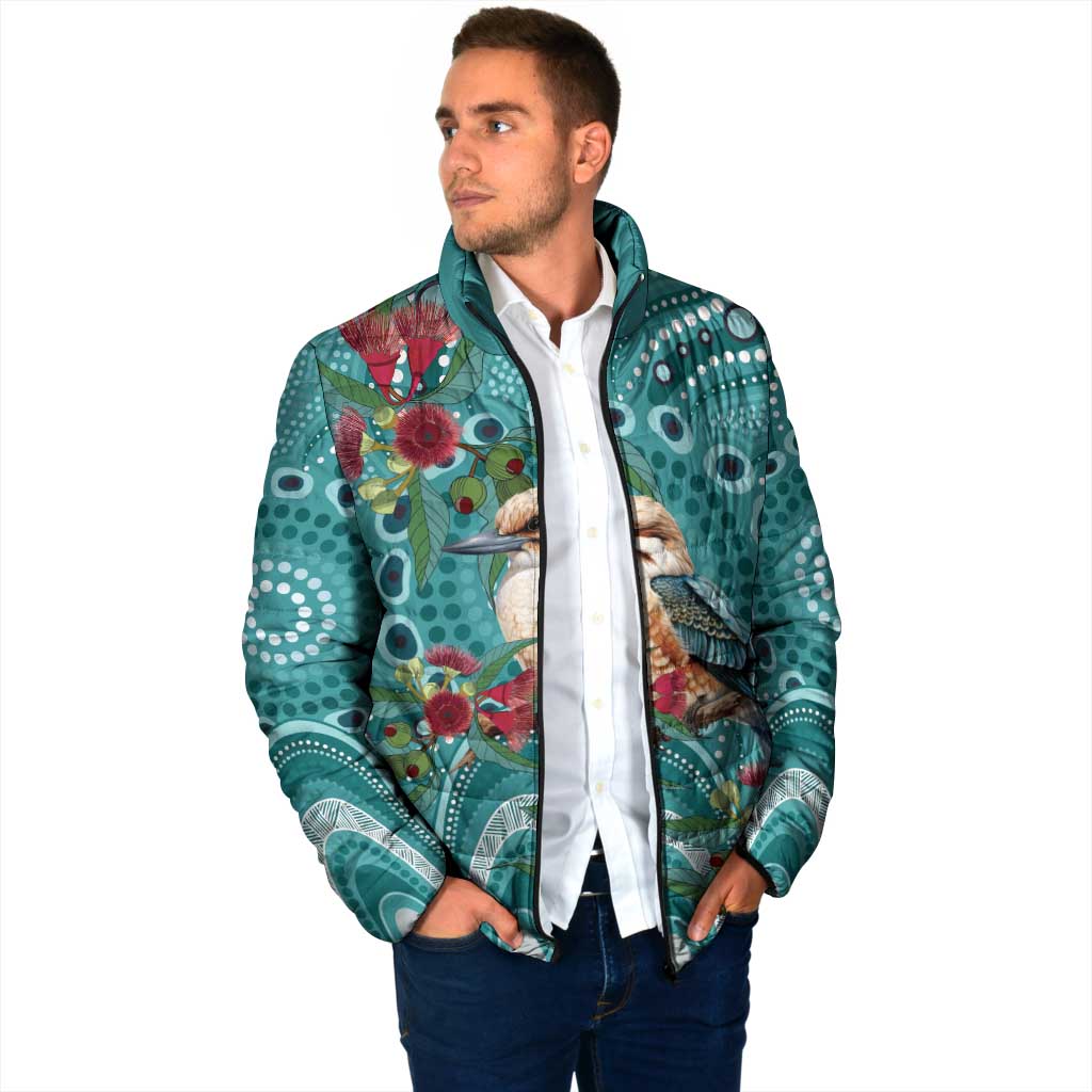 Kookaburra Eucalyptus Personalised Padded Jacket Aboriginal Australian Dot Painting - Aussie Hoodie