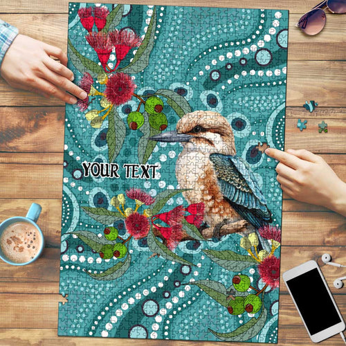 Kookaburra Eucalyptus Personalised Puzzle Aboriginal Australian Dot Painting - Aussie Hoodie