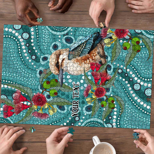 Kookaburra Eucalyptus Personalised Puzzle Aboriginal Australian Dot Painting - Aussie Hoodie
