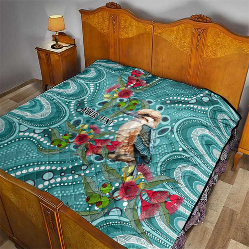 Kookaburra Eucalyptus Personalised Quilt Aboriginal Australian Dot Painting - Aussie Hoodie