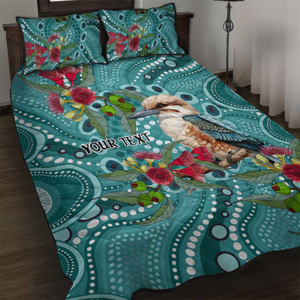 Kookaburra Eucalyptus Personalised Quilt Bed Set Aboriginal Australian Dot Painting - Aussie Hoodie