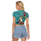 Kookaburra Eucalyptus Personalised Raglan Cropped T Shirt Aboriginal Australian Dot Painting - Aussie Hoodie