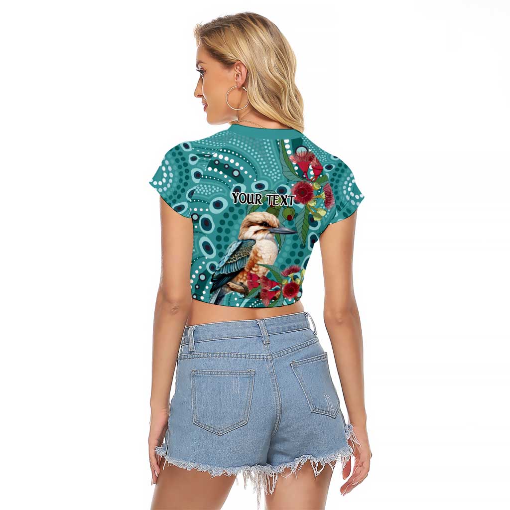 Kookaburra Eucalyptus Personalised Raglan Cropped T Shirt Aboriginal Australian Dot Painting - Aussie Hoodie