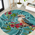 Kookaburra Eucalyptus Personalised Round Carpet Aboriginal Australian Dot Painting - Aussie Hoodie