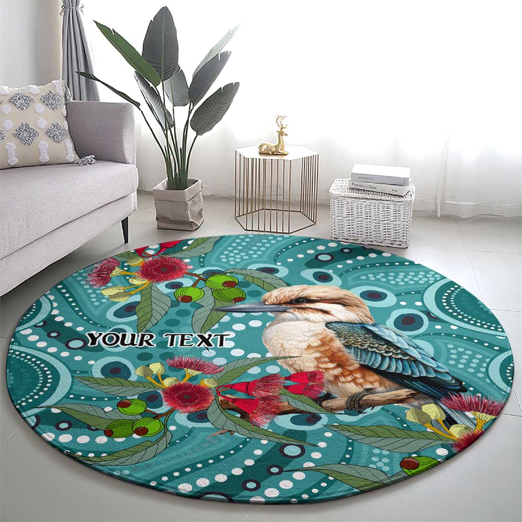 Kookaburra Eucalyptus Personalised Round Carpet Aboriginal Australian Dot Painting - Aussie Hoodie