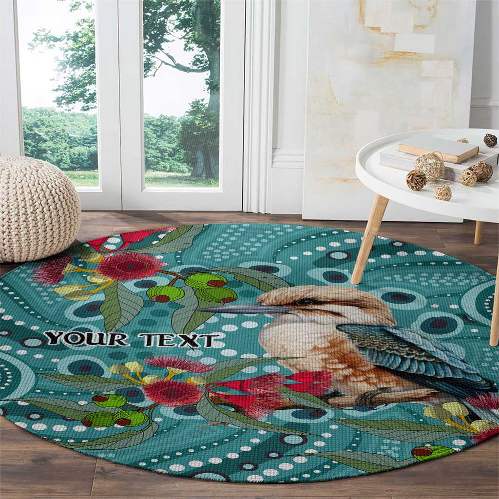 Kookaburra Eucalyptus Personalised Round Carpet Aboriginal Australian Dot Painting - Aussie Hoodie
