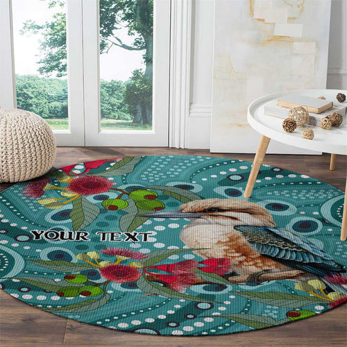 Kookaburra Eucalyptus Personalised Round Carpet Aboriginal Australian Dot Painting - Aussie Hoodie