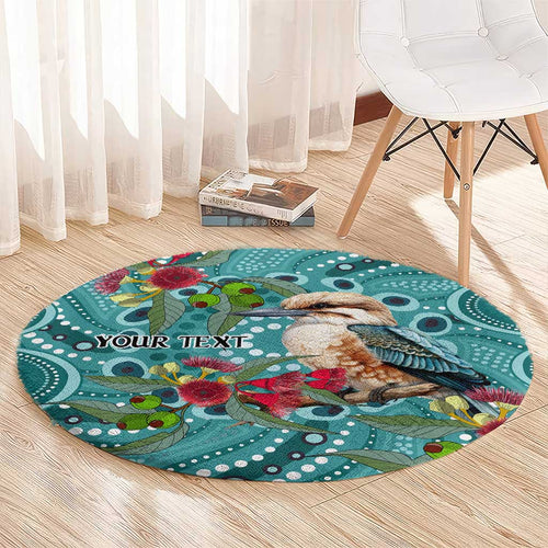 Kookaburra Eucalyptus Personalised Round Carpet Aboriginal Australian Dot Painting - Aussie Hoodie