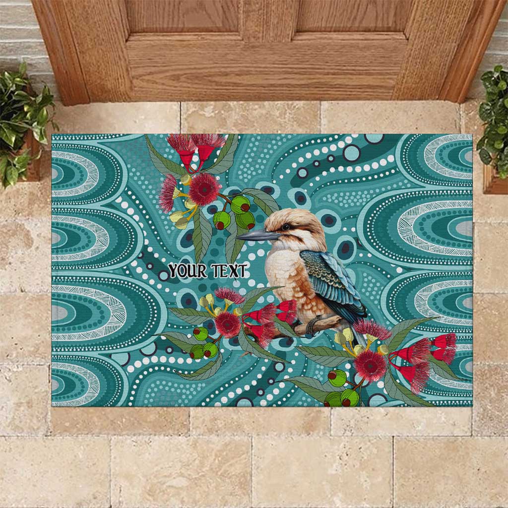 Kookaburra Eucalyptus Personalised Rubber Doormat Aboriginal Australian Dot Painting - Aussie Hoodie