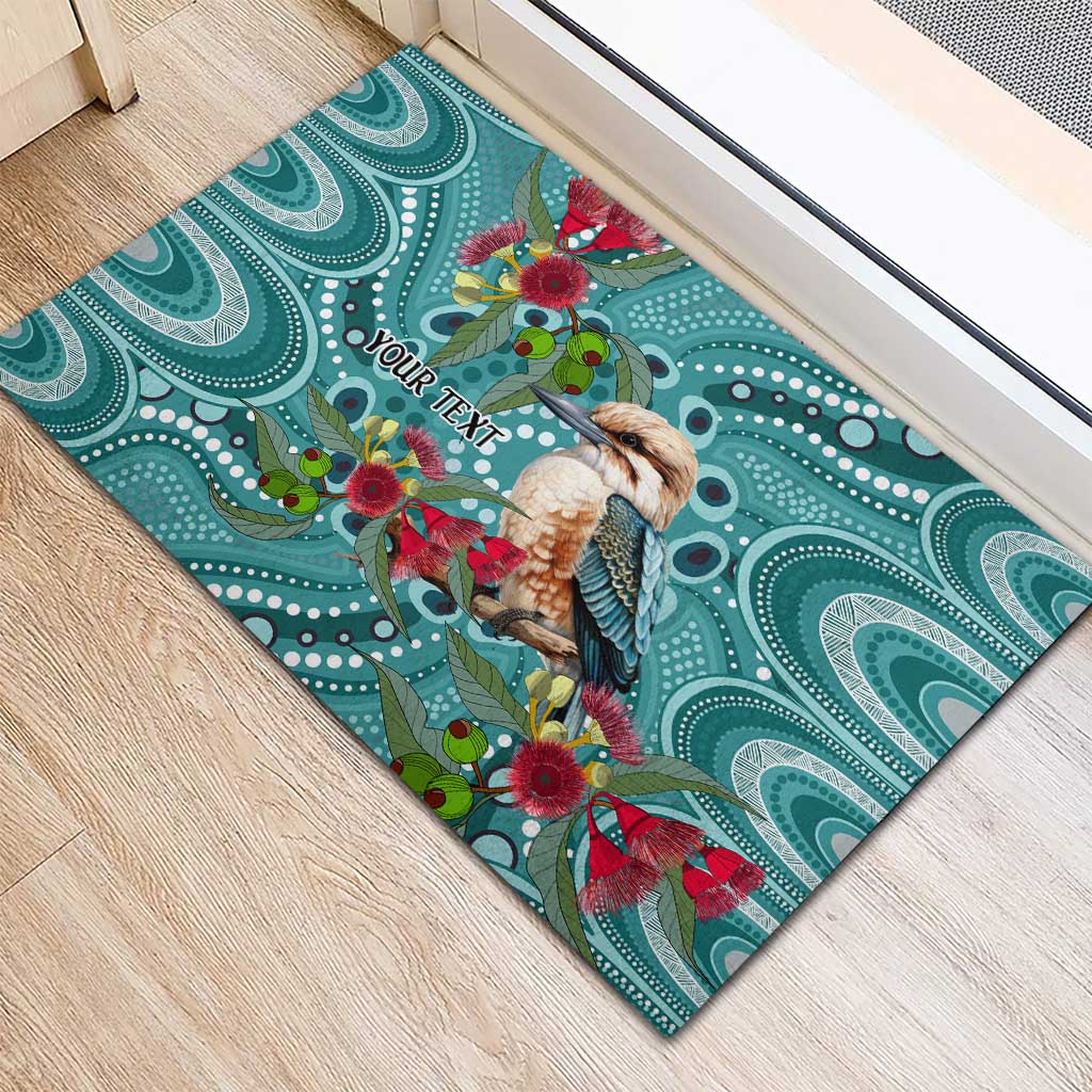 Kookaburra Eucalyptus Personalised Rubber Doormat Aboriginal Australian Dot Painting - Aussie Hoodie