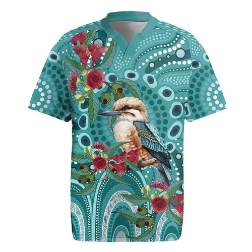 Kookaburra Eucalyptus Personalised Rugby Jersey Aboriginal Australian Dot Painting - Aussie Hoodie