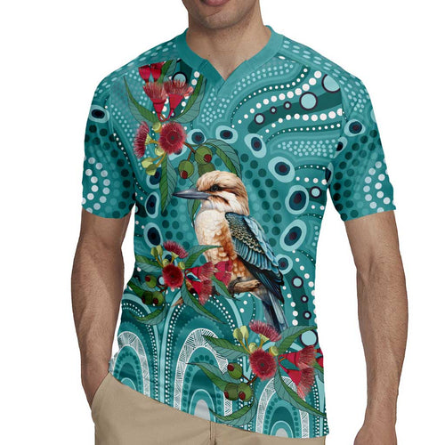 Kookaburra Eucalyptus Personalised Rugby Jersey Aboriginal Australian Dot Painting - Aussie Hoodie