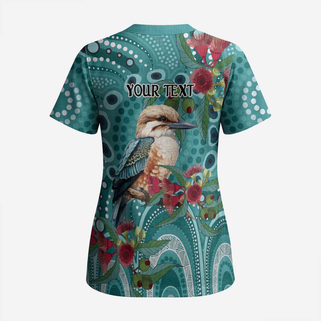 Kookaburra Eucalyptus Personalised Scrub Top Aboriginal Australian Dot Painting - Aussie Hoodie