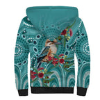 Kookaburra Eucalyptus Personalised Sherpa Hoodie Aboriginal Australian Dot Painting - Aussie Hoodie
