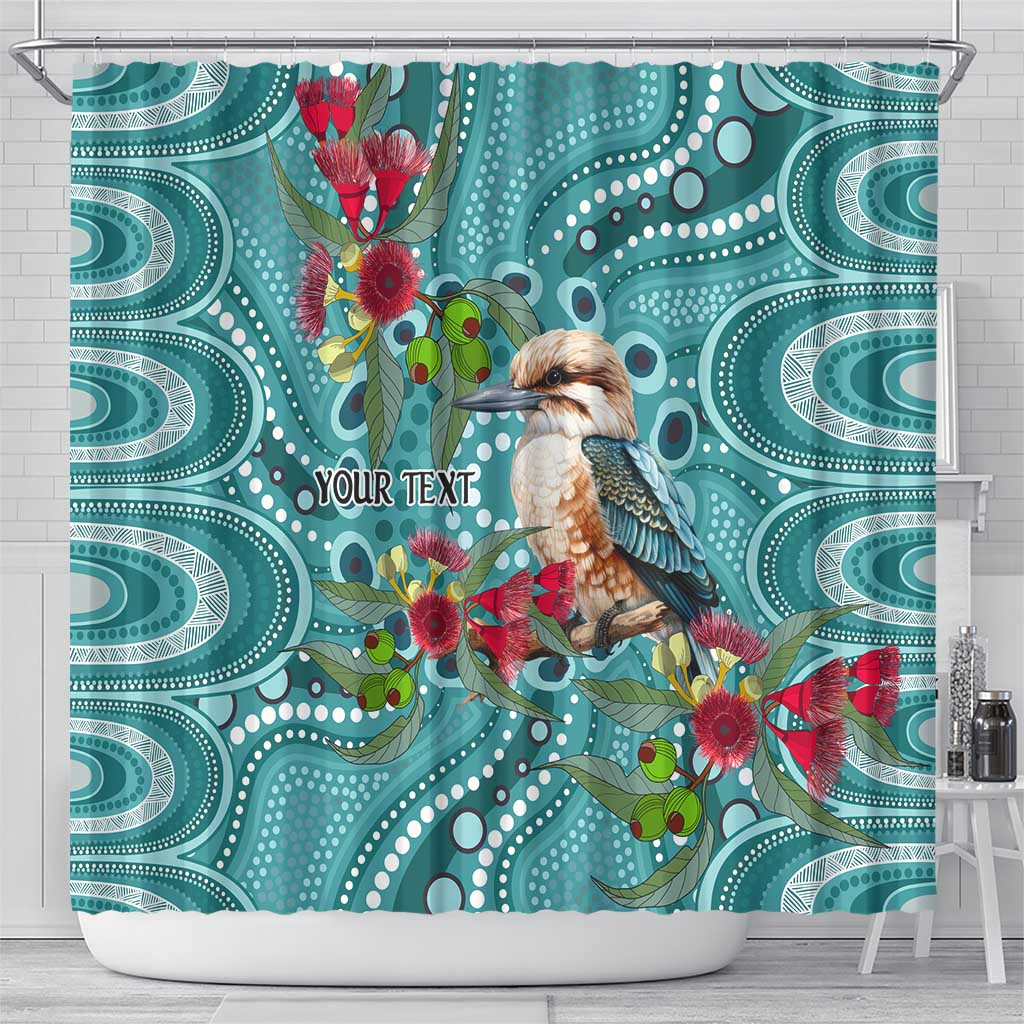 Kookaburra Eucalyptus Personalised Shower Curtain Aboriginal Australian Dot Painting - Aussie Hoodie