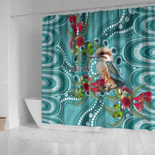 Kookaburra Eucalyptus Personalised Shower Curtain Aboriginal Australian Dot Painting - Aussie Hoodie