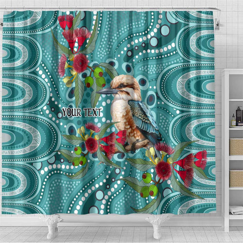 Kookaburra Eucalyptus Personalised Shower Curtain Aboriginal Australian Dot Painting - Aussie Hoodie